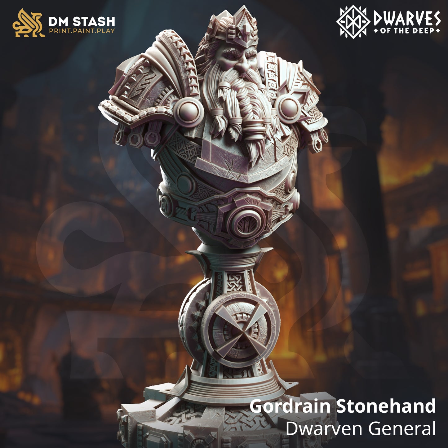 BUST Gordrain Stonehand - Dwarven General
