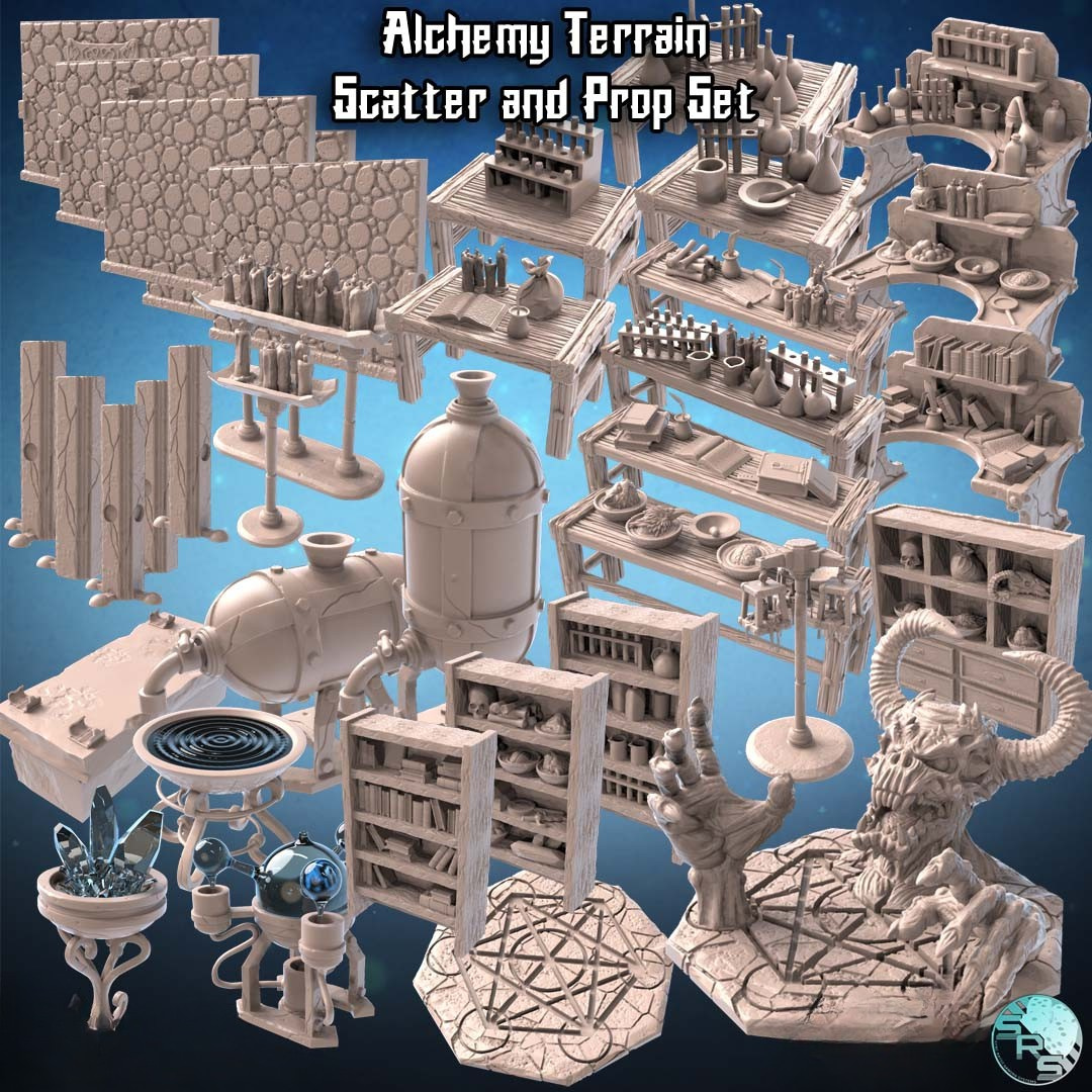 Alchemy Terrain and Prop Set - Alchemy Lab Walls 2 corners with each wall