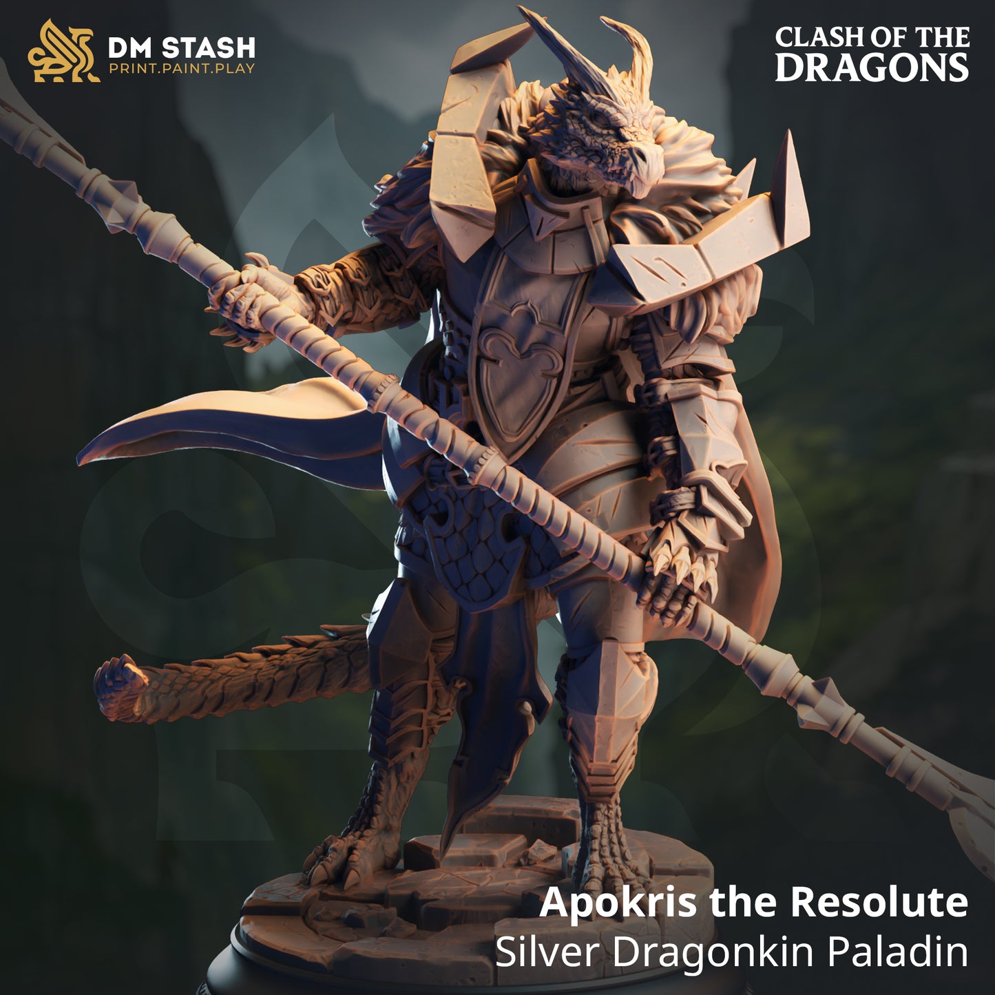 Apokris the Resolute - Silver Dragonkin Paladin