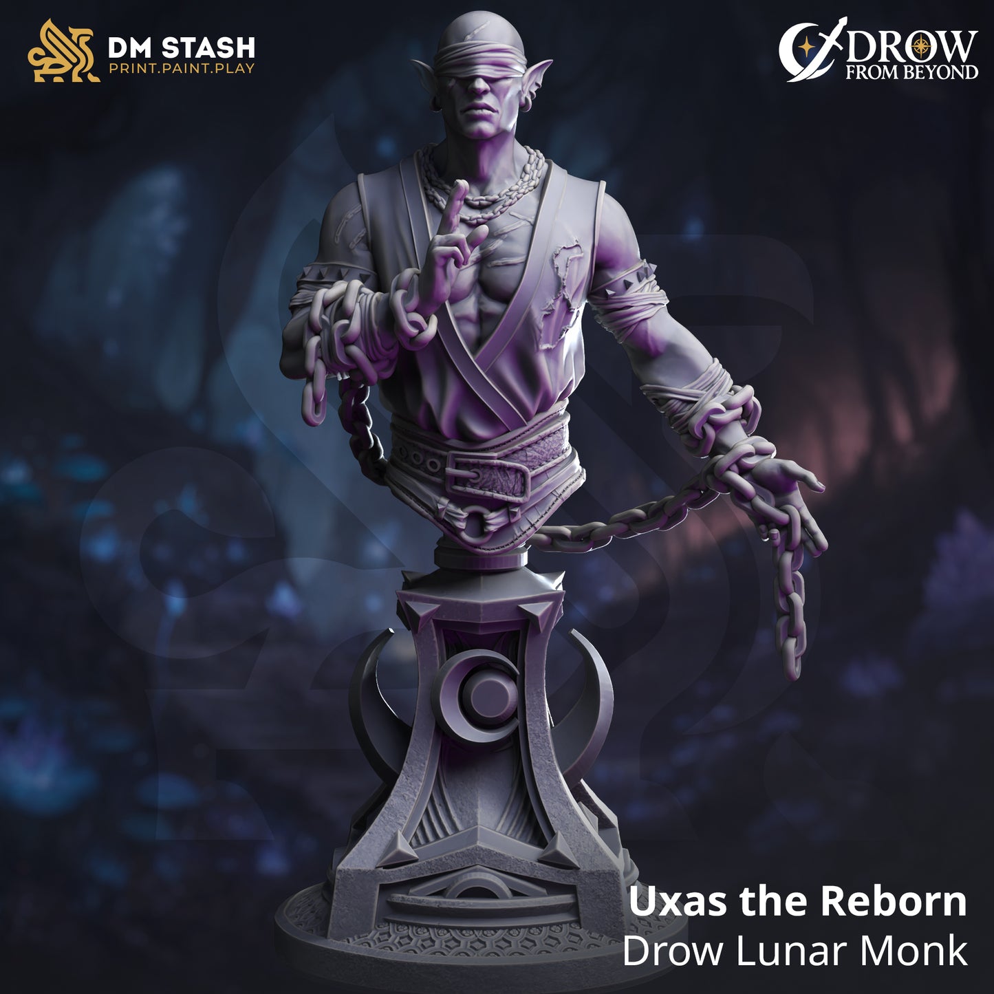 BUST Uxas the Reborn - Drow Lunar Monk