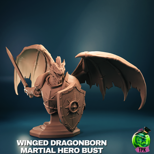 Winged Dragonborn Martial Hero Bust