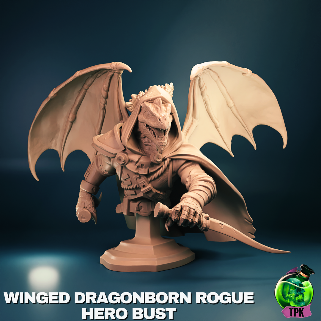 Winged Dragonborn Rogue Hero Bust